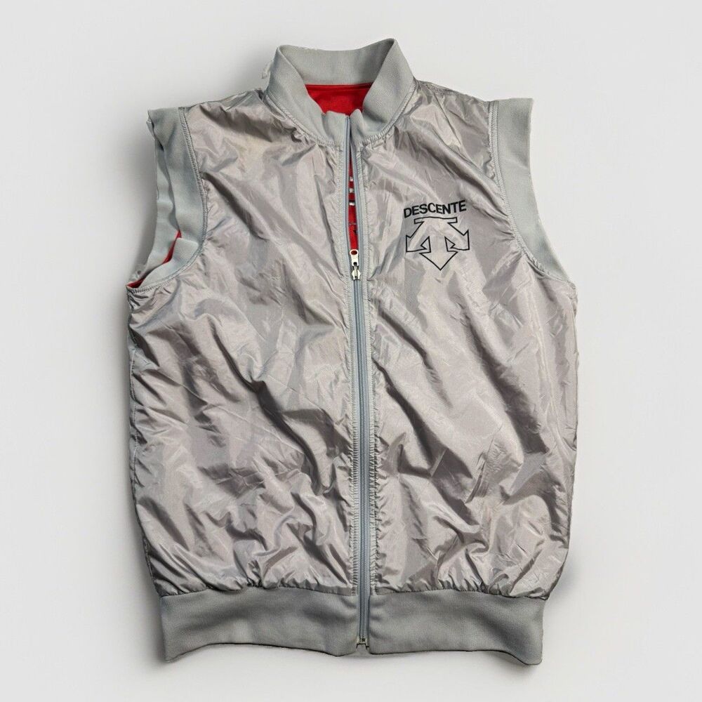 Vintage Descente Mens Vest Silver Full Zip 80s 90s
